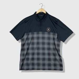 Travis Mathew St Andrews Links Polo Mens XXL Black Plaid Golf Athletic Preppy